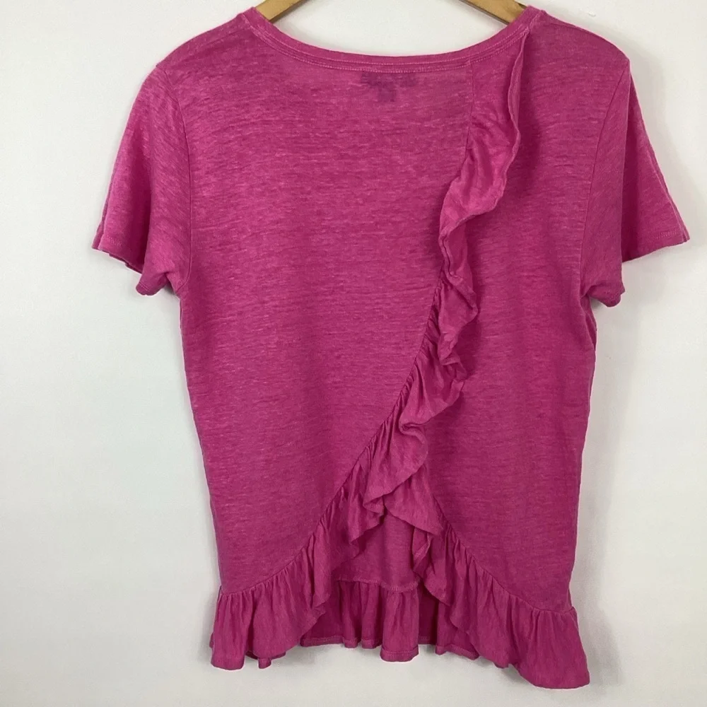 J. Crew Ruffle Back Linen Tee Size Small